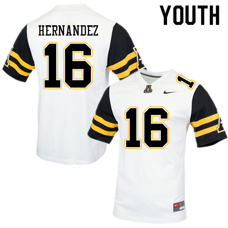 Youth #16 David Hernandez Appalachian State Mountaineers College Football Jerseys Sale-White - Click Image to Close